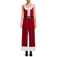 thumbnail image 1 of Women Christmas Overalls Velvet Wide Leg Romper Pants Santa Sleeveless Onesie Jumpsuit Novelty Holiday Costume, 1 of 5