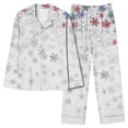 thumbnail image 1 of Women Christmas Pajama Set Long Sleeve Fleece Sleepwear Two Piece Pjs Winter Loungewear Snowman Print Nightwear, 1 of 7