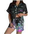 thumbnail image 1 of Women Christmas Pajama Set Short Sleeve Shorts Pjs Sleepwear Cute Santa Print Holiday Lounge Set Nightwear, 1 of 4