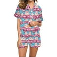 thumbnail image 1 of Women Christmas Pajama Set Short Sleeve Shorts Sleepwear Two Piece Pjs Holiday Santa Print Nightwear, 1 of 8