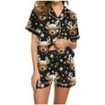 thumbnail image 1 of Women Christmas Pajama Set Short Sleeve Shorts Sleepwear Two Piece Pjs Holiday Santa Print Nightwear, 1 of 8