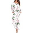 thumbnail image 1 of Women Christmas Pajamas Set Long Sleeve Tops with Wide Leg Pants Two Piece Pjs Set Santa Print Cute Xmas Sleepwear, 1 of 3