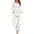 thumbnail image 1 of Women Christmas Pajamas Set Long Sleeve Tops with Wide Leg Pants Two Piece Pjs Set Santa Print Cute Xmas Sleepwear, 1 of 3