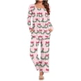 thumbnail image 1 of Women Christmas Pajamas Set Long Sleeve Tops with Wide Leg Pants Two Piece Pjs Set Santa Print Cute Xmas Sleepwear, 1 of 3