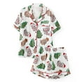 thumbnail image 1 of Women Christmas Pajamas Sets Short Sleeve Button Down ShirtsTops Shorts Set Fall Winter Xmas Holiday Sleepwear Loungewear, 1 of 7