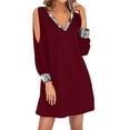 thumbnail image 1 of Women Christmas Print Long Sleeve Casual Swing Dress Cute T Shirt Dresses Holiday Party Wear Comfortable Stylish Outfit, 1 of 2