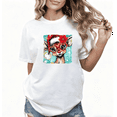 thumbnail image 1 of Women Christmas Reindeer Red Nose Graphic Tee T-Shirt Top Print Casual Short Sleeve Round Neck White S-5XL, 1 of 4