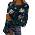thumbnail image 1 of Women Christmas Rib Knit Long Sleeve Slim Fit Shirts Spring Fall Casual Holiday Tee Tops Crew Neck Christmas T-Shirt Going Out Trendy Clothes, 1 of 5
