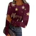 thumbnail image 1 of Women Christmas Rib Knit Long Sleeve Slim Fit Shirts Spring Fall Casual Holiday Tee Tops Crew Neck Christmas T-Shirt Going Out Trendy Clothes, 1 of 5