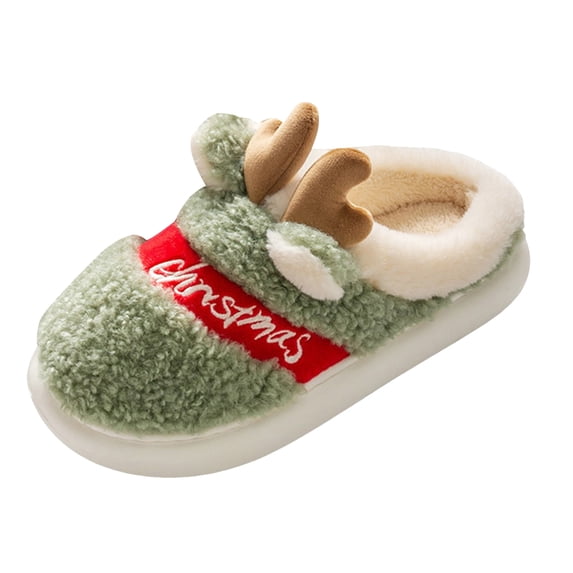 Leozcaa Christmas Slippers for Women Men Soft Slip On House Winter Plush Slippers for Xmas Indoor Outdoor