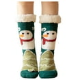 thumbnail image 1 of Women Christmas Socks Winter Cartoon Print Lined Warm Socks Non Plus Velvet and Thick Snow Socks,Z2-Green One Size, 1 of 3