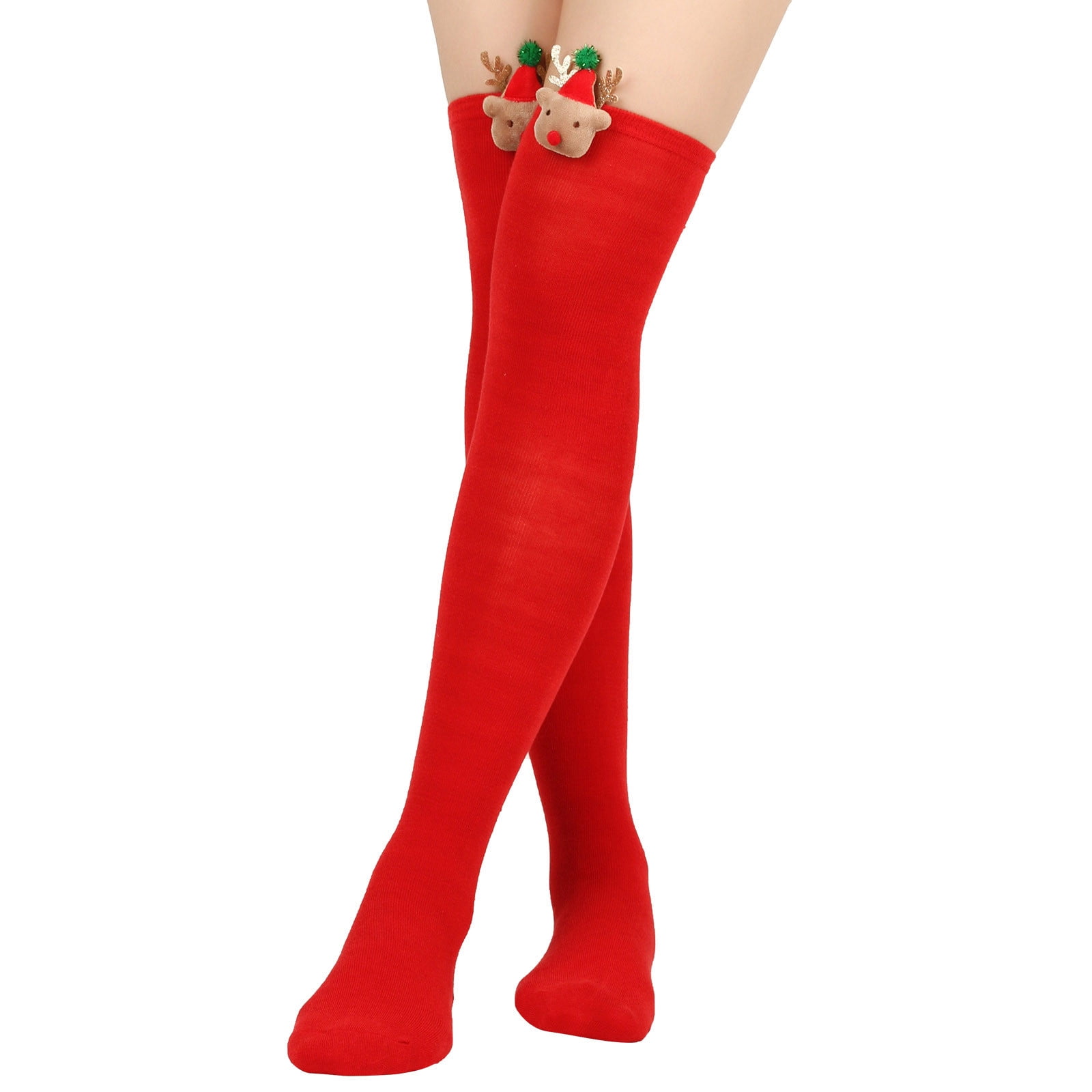 Women Striped Tights Elastic Striped Leggings Christmas Thigh High  Stockings