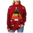 thumbnail image 1 of Women Christmas Sweater Christmas Sweater Christmas Tree Jacquard Three Decorated Sweater Knitwear Jumper Tops , M, 1 of 8