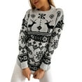 thumbnail image 1 of Women Christmas Sweaters Long Sleeve Elk Snowflake Print Knit Tops, 1 of 6