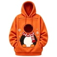 thumbnail image 1 of Women Christmas Sweatshirts Pet Pouch Hoodie Drop Shoulde Kangaroo Xmas Cartoon Graphic Carry Sweatshirt With Front Pet Carrier Pocket Orange L, 1 of 4
