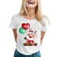 thumbnail image 1 of Women Christmas T Shirts Funny Cute Xmas Deer Print Round Neck Short Sleeve Tee Tops Trendy Casual Holiday Pullover Blouses, 1 of 4