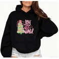 thumbnail image 1 of Women Christmas Tree Graphic Tee T-Shirt Joy To The World Print Top Commuting Hooded long-sleeved Black S-2XL, 1 of 7