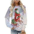 thumbnail image 1 of Women Christmas Tree Printed Tshirts Oversized Hoodies Fleece Sweatshirts Fall Fashion Cardigan Sweaters Fall Tops Goth Long Sleeve Crop Top Black, 1 of 6