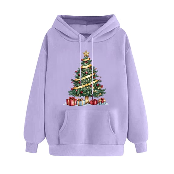 Women Christmas Tree Printed Tshirts Oversized Sweatshirt With Pockets White Pullover Sweaters Workout Crewneck Sweatshirt Long Sleeve Dresses 2025