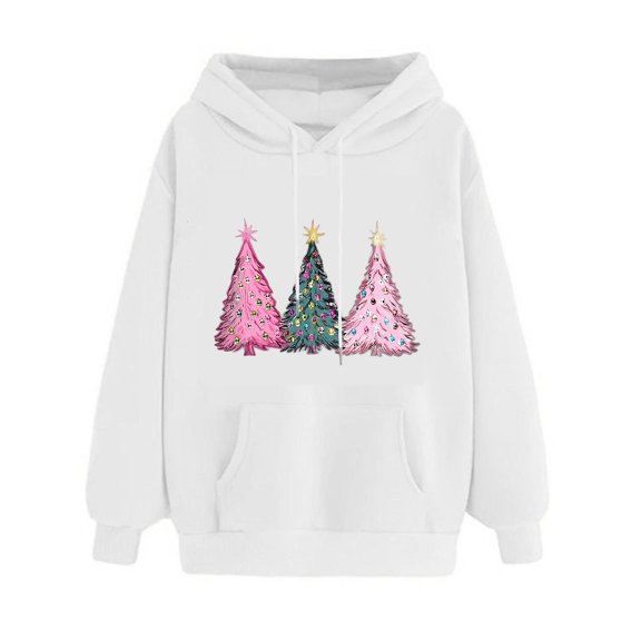Women Christmas Tree Printed Tshirts Sweatshirt Hoodie Cute Fall Sweaters Fashion Hoodies & Sweatshirts Plus Size Long Sleeve Blouses Business