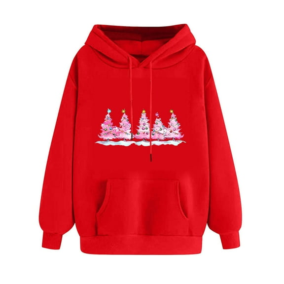 Women Christmas Tree Printed Tshirts Sweatshirts Trendy Plus Size Long Button Sweaters Off The Shoulder Sweatshirts Long Sleeve Tops Dressy Casual