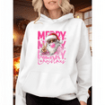 thumbnail image 1 of Women Christmas pink Santa Claus blowing bubbles, Hooded long-sleeved Trendy cotton, comfortable White,S-2XL, 1 of 6