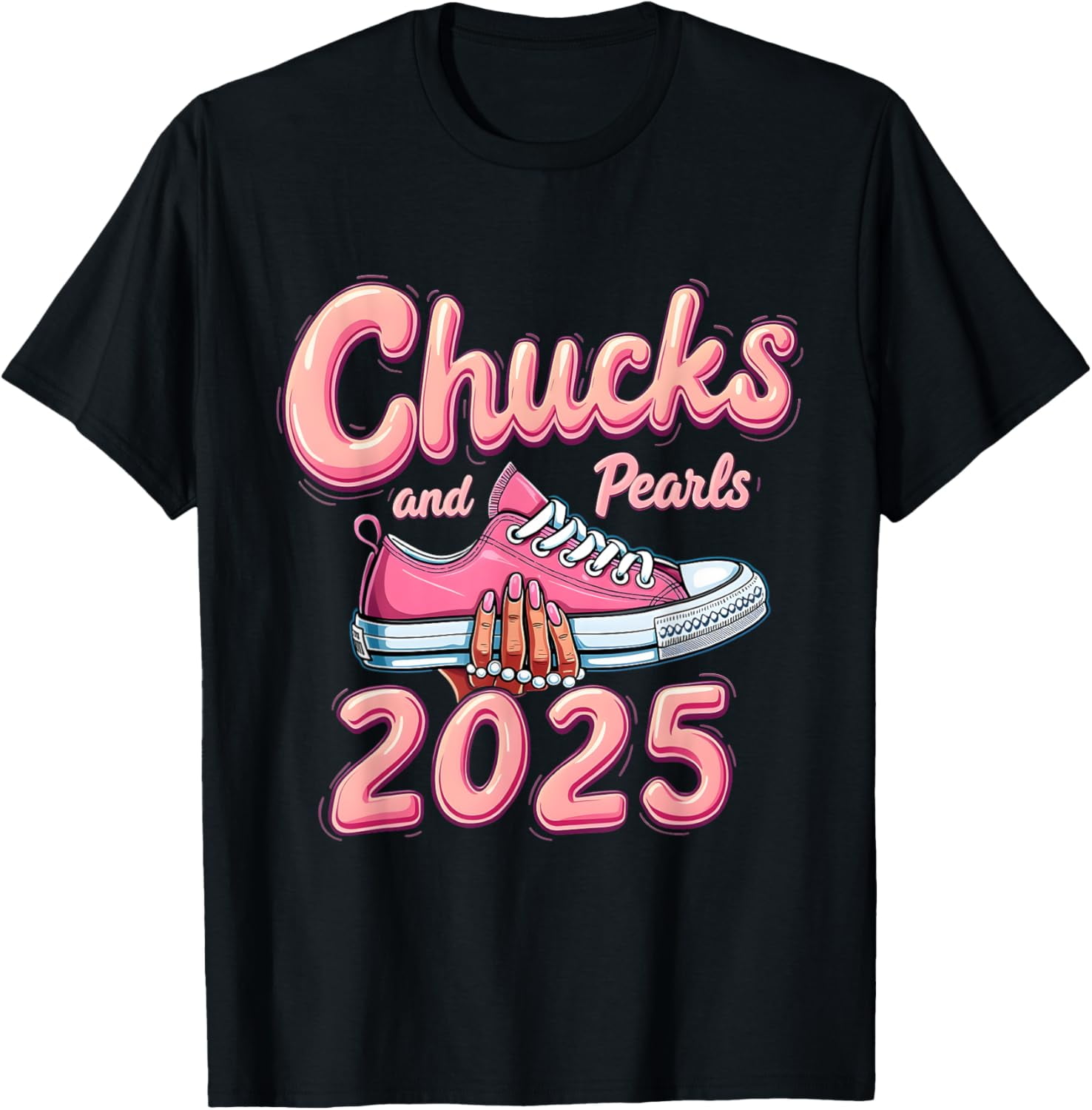 Women Chucks And Pearls 2025 Happy New Year 2025 Costume T-Shirt ...