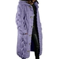 thumbnail image 1 of Women Chunky Cable Knit Long Sleeve Cardigan Fall Winter Oversized Button Down Sweaters with Pocket Purple S, 1 of 7