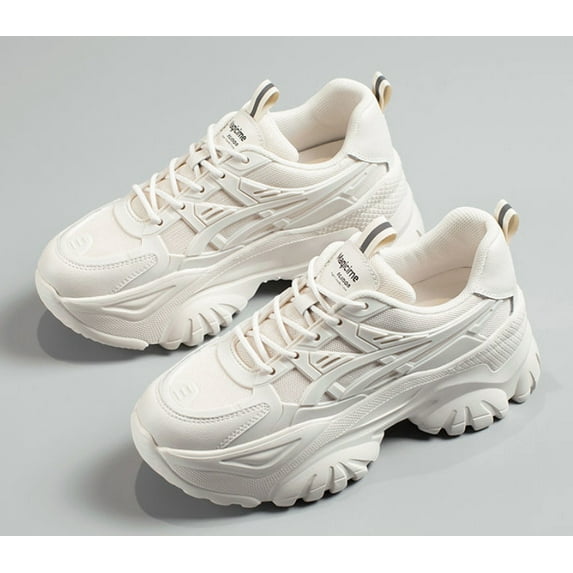 Women Chunky Fashion Sneakers Platform Bold Lace-Up Comfortable Sneakers.