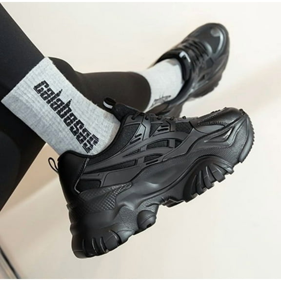 Women Chunky Fashion Sneakers Platform Bold Lace-Up Comfortable Sneakers.