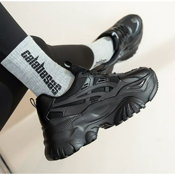 Women Chunky Fashion Sneakers Platform Bold Lace-Up Comfortable Sneakers.