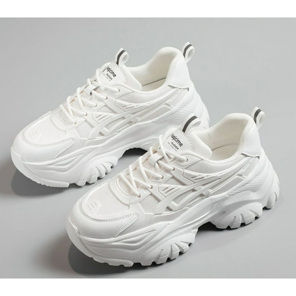 Women Chunky Fashion Sneakers Platform Bold Lace-Up Comfortable Sneakers.