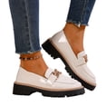 thumbnail image 1 of Women Chunky Heel Loafers Anti-Slip Lug Sole Platform Casual Work Business Dress Shoes, 1 of 6