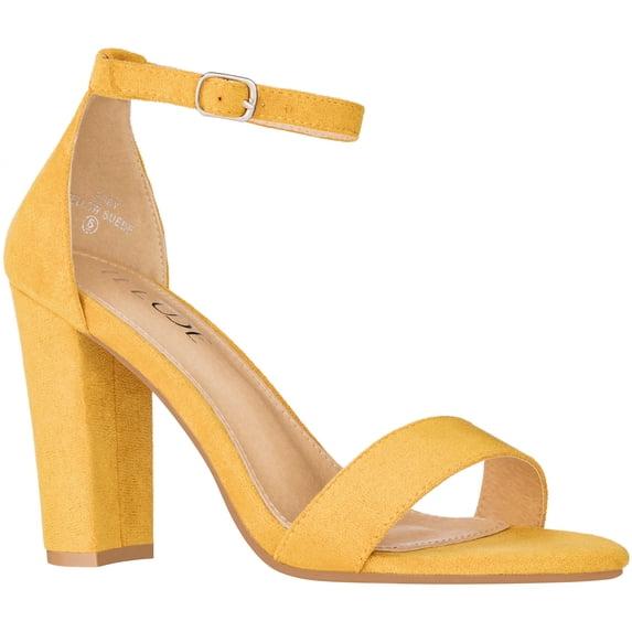 Women Chunky Heeled Ankle Strap Sandals Elegant Single Band Buckle Decor Sandals High Heel Sandals Open Toe Ankle Strap Sandals Heels