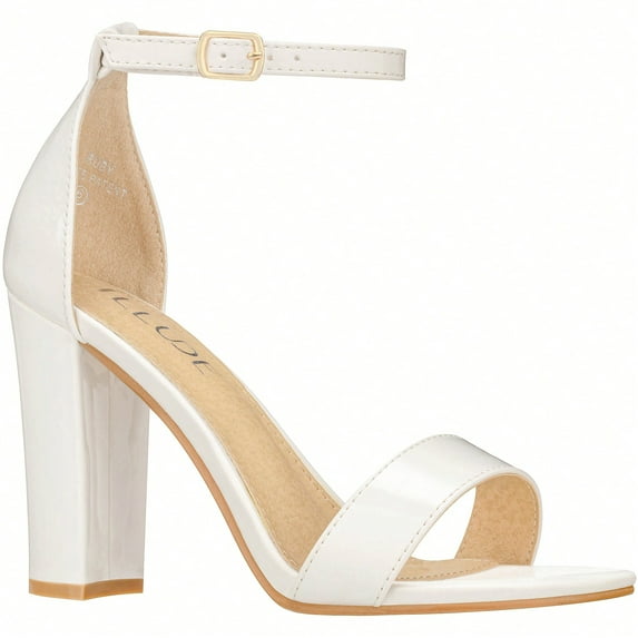 Women Chunky Heeled Ankle Strap Sandals Elegant Single Band Buckle Decor Sandals High Heel Sandals Open Toe Ankle Strap Sandals Heels