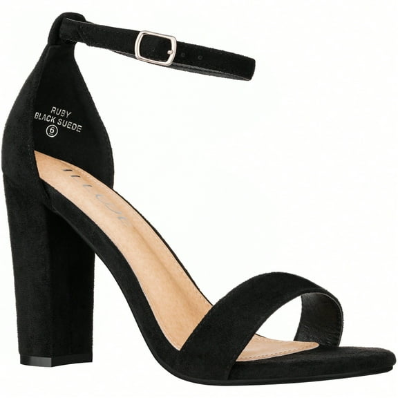 Women Chunky Heeled Ankle Strap Sandals Elegant Single Band Buckle Decor Sandals High Heel Sandals Open Toe Ankle Strap Sandals Heels