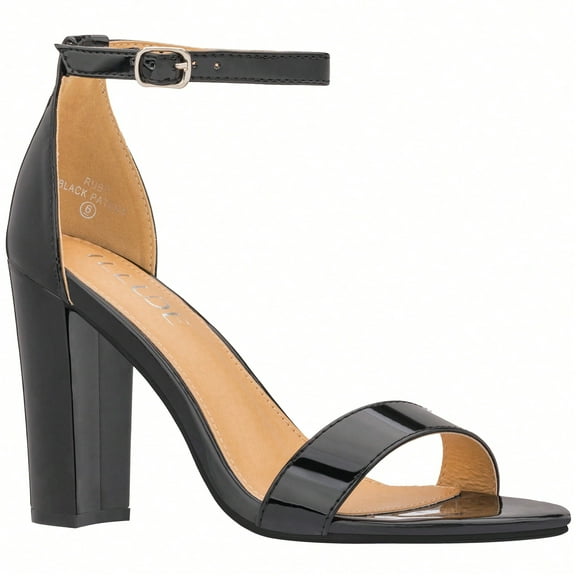 Women Chunky Heeled Ankle Strap Sandals Elegant Single Band Buckle Decor Sandals High Heel Sandals Open Toe Ankle Strap Sandals Heels