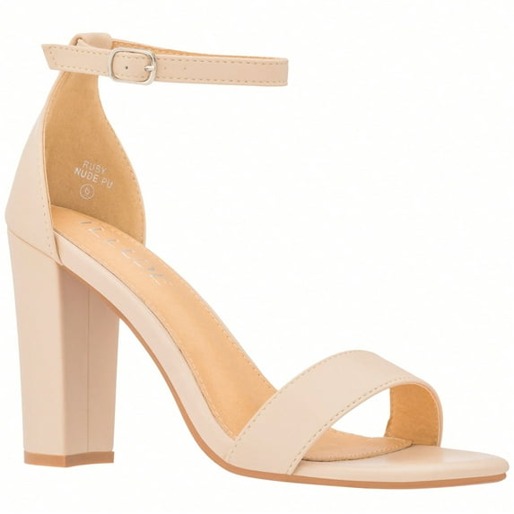 Women Chunky Heeled Ankle Strap Sandals Elegant Single Band Buckle Decor Sandals High Heel Sandals Open Toe Ankle Strap Sandals Heels