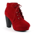thumbnail image 1 of Women Chunky Heeled Boots High Heel Platform Boots Fashion Chunky Heel Booties High Heel Boots Chunky Heel Round Toe Ankle Boots Lace-Up Punk Style Boots, 1 of 2
