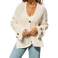 thumbnail image 1 of Women Chunky Knit Sweater Long Sleeve V Neck Button Up Cardigan with Pocket Coat for Fall and Winter  S, 1 of 8