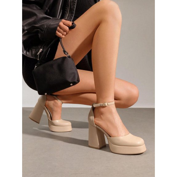 Women Chunky Platform High Heels Closed Toe Block Ankle Strap Dress Prom Wedding Party Pumps Shoes 2026