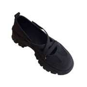Women Chunky Platform Mary Jane Shoes Round Toe Cross Strap Casual Comfort Dress Shoes