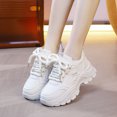 thumbnail image 1 of Women Chunky Platform Sneakers, Thick Rope Lace Faux Leather Comfort Casual Daily Walking Fashion Athletic Shoes, 1 of 4