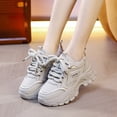 thumbnail image 1 of Women Chunky Platform Sneakers, Thick Rope Lace Faux Leather Comfort Casual Daily Walking Fashion Athletic Shoes, 1 of 5