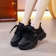 thumbnail image 1 of Women Chunky Platform Sneakers, Thick Rope Lace Faux Leather Comfort Casual Daily Walking Fashion Athletic Shoes, 1 of 5