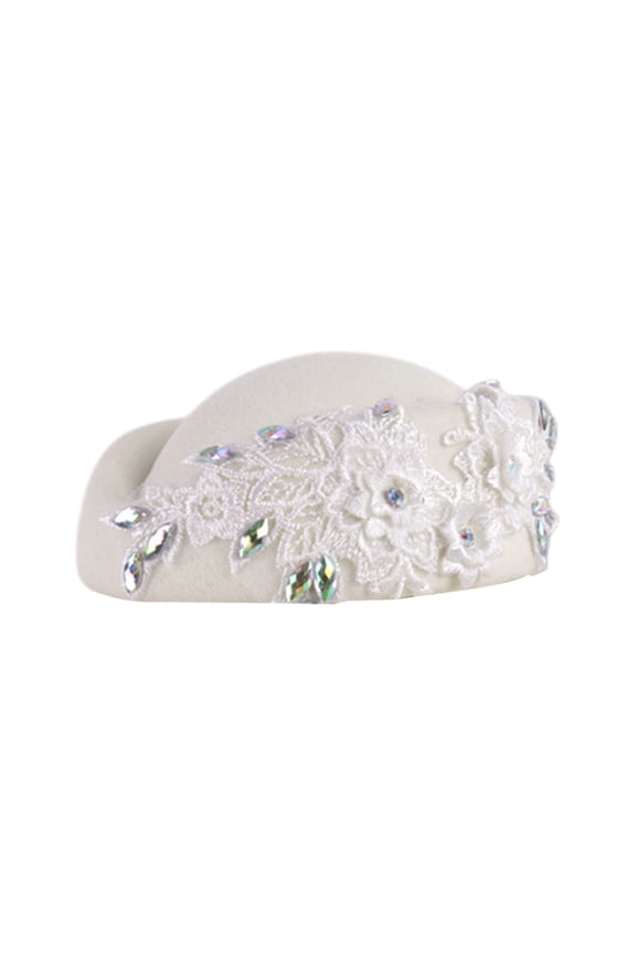 Women Church Hats Flower Applique Pillbox Hats Fascinator Tea Caps