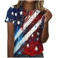 thumbnail image 1 of Women Classic-Fitted Crew Short Sleeve Tee,Independence Day Patriotic Floral Tops,Lightweight Comfort, 1 of 4
