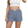 thumbnail image 1 of Women Classic Fitted Plaid Pajama Shorts Cotton Linen Elastic Waist Stretch Lounge Shorts, 1 of 6