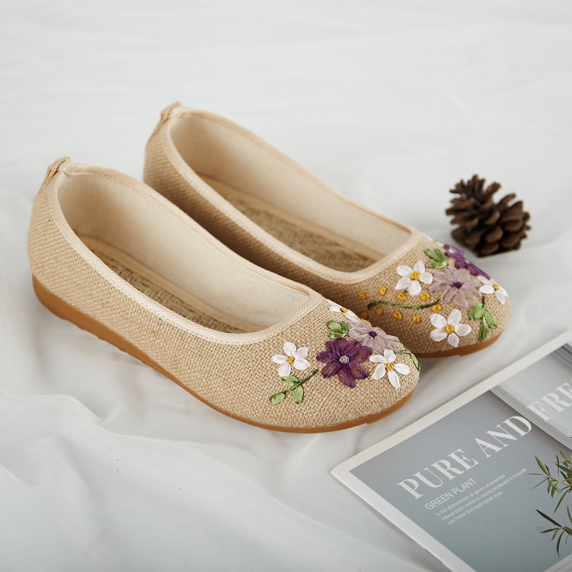 Embroidered ballet shoes sale