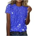 thumbnail image 1 of Women Classic Glitter Tshirts Plus Size Crewneck Short Sleeve Tops Fashion Summer Sequin Tee Shirts, 1 of 4